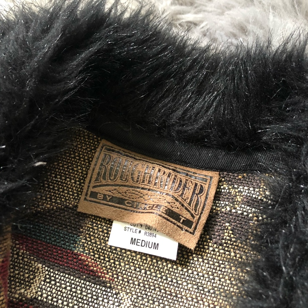 Vintage rough rider Aztec Print faux fur collar - Picture 2 of 5